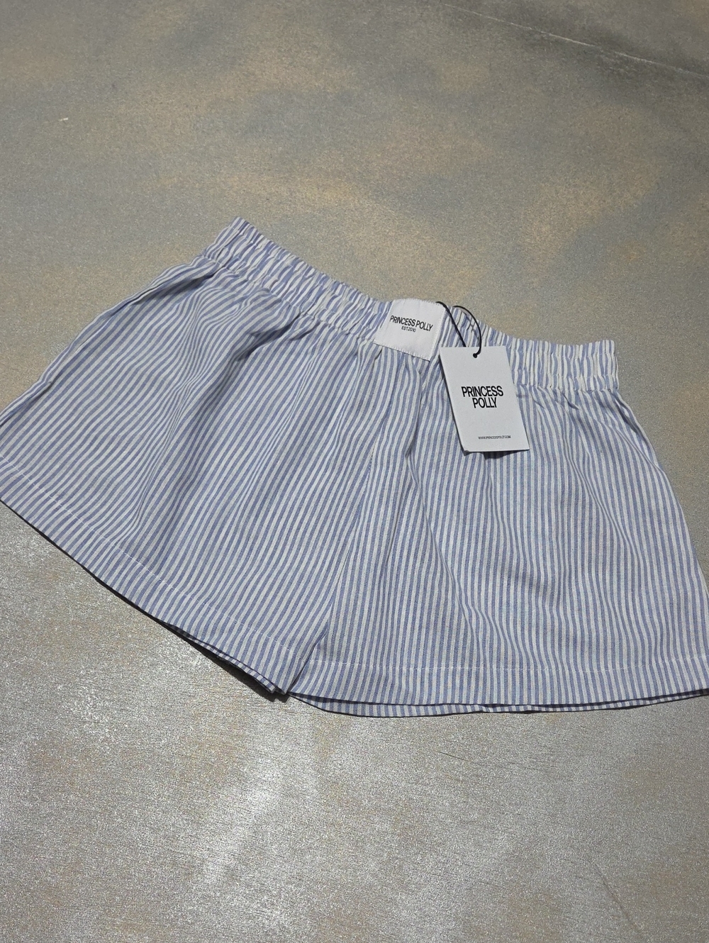 Princess Polly Light Blue & White Striped High-Waist Shorts